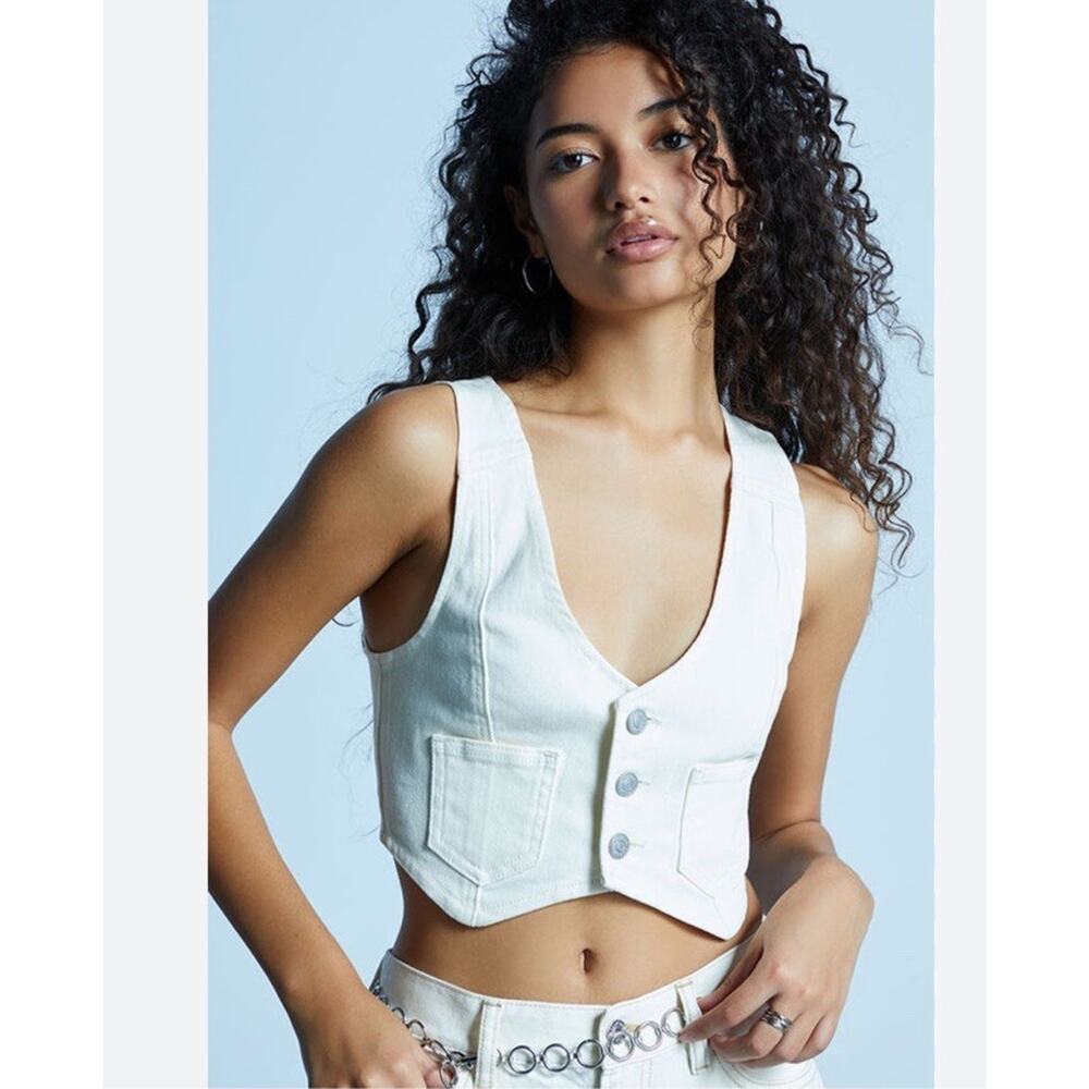 Pacsun Women’s Fitted Denim Vest Sz. XS off white